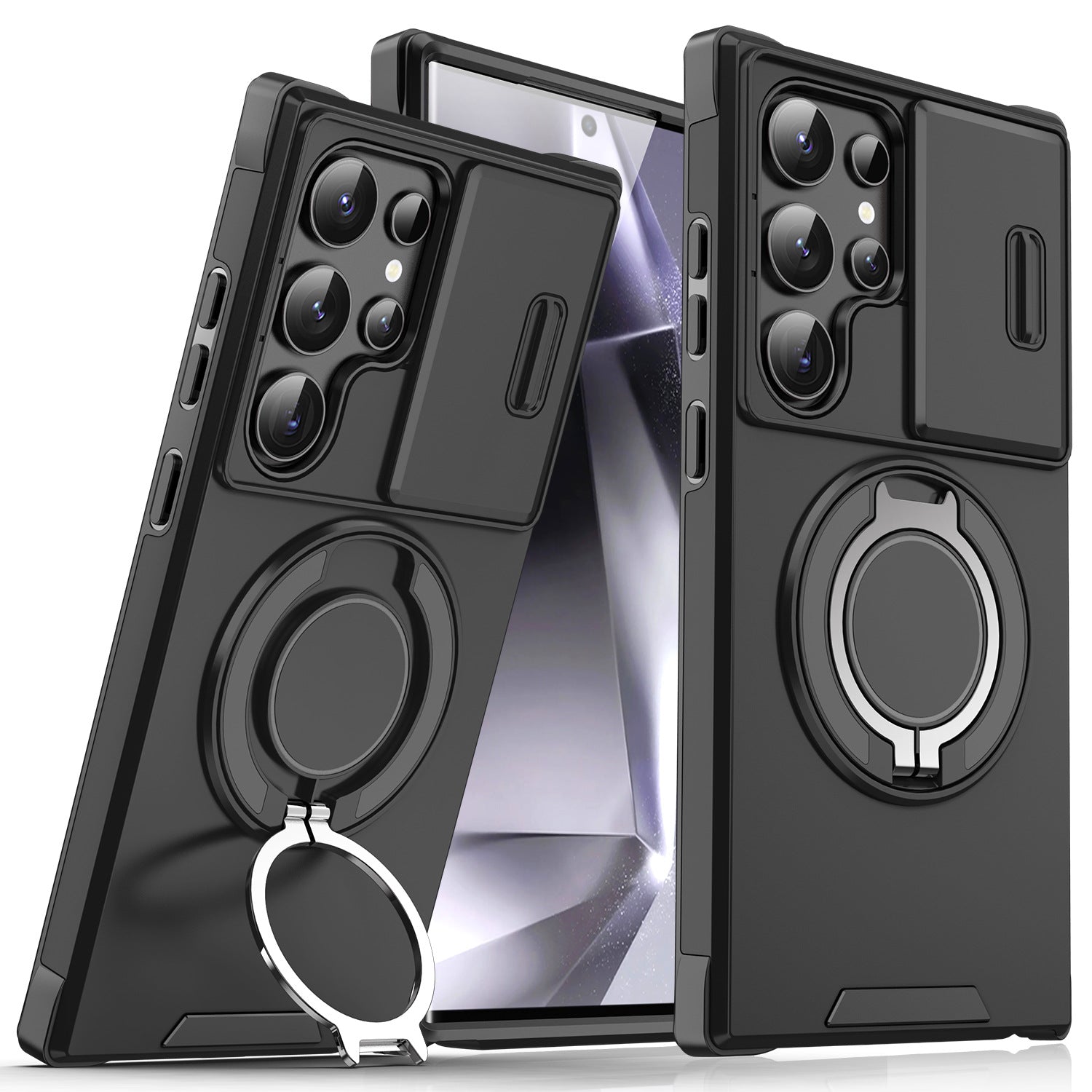 Samsung Galaxy S26 Ultra Sliding Window Stand Case – Black for S26edge