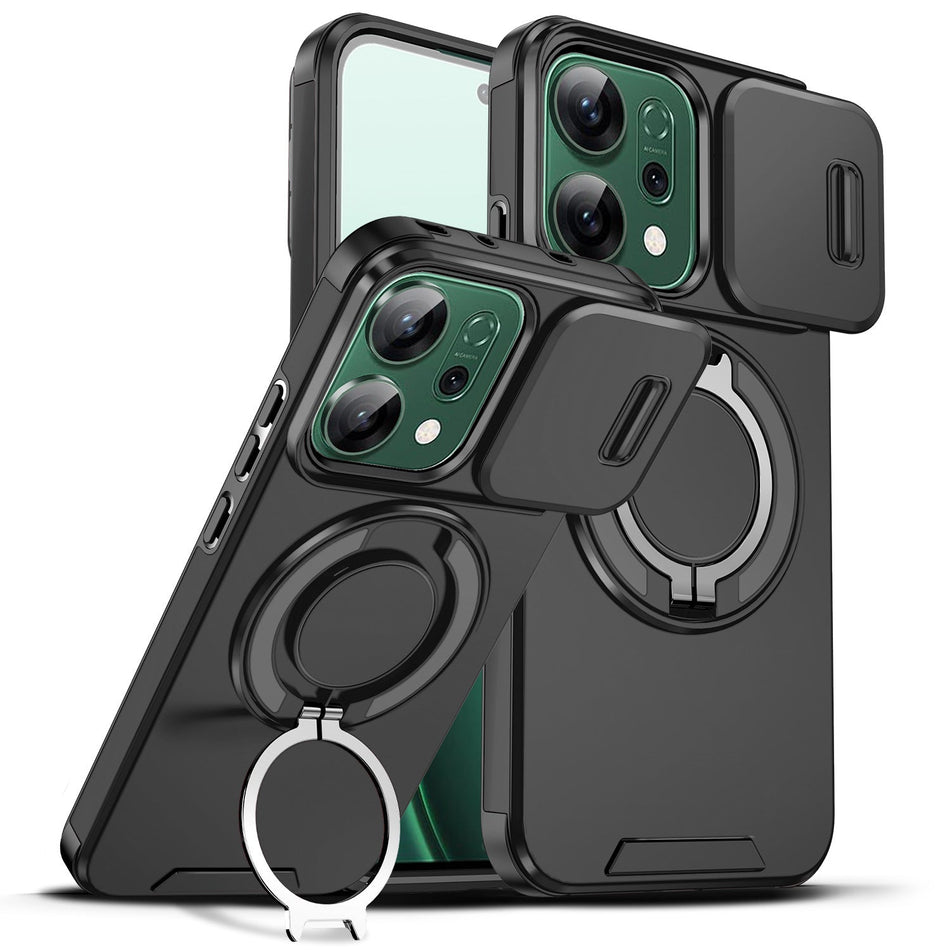Oppo Reno 15 Pro "Push Window" Stand Case with Invisible Bracket – Black for Reno15FS