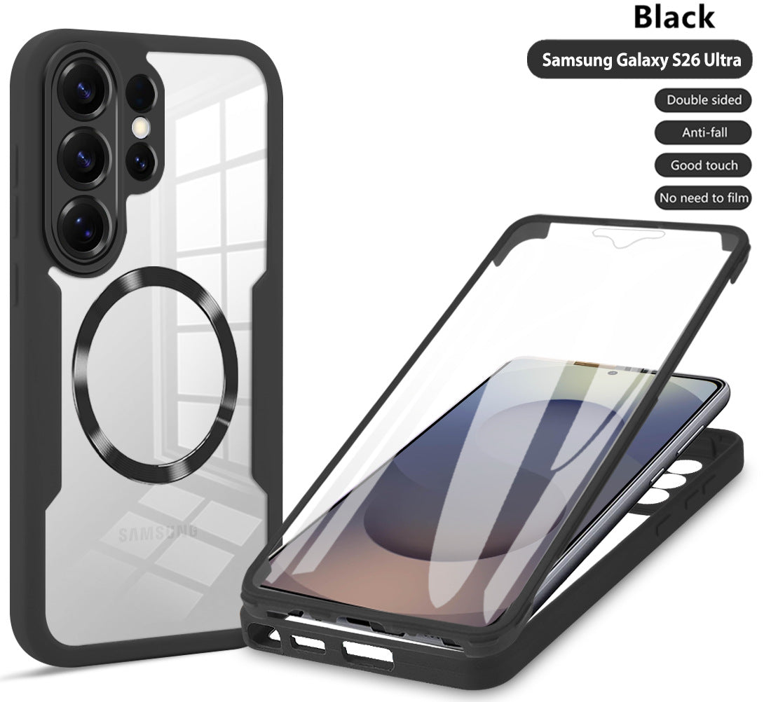 Samsung Galaxy S-Series "Qicai" Magnetic Transparent Case – Black for S26Ultra