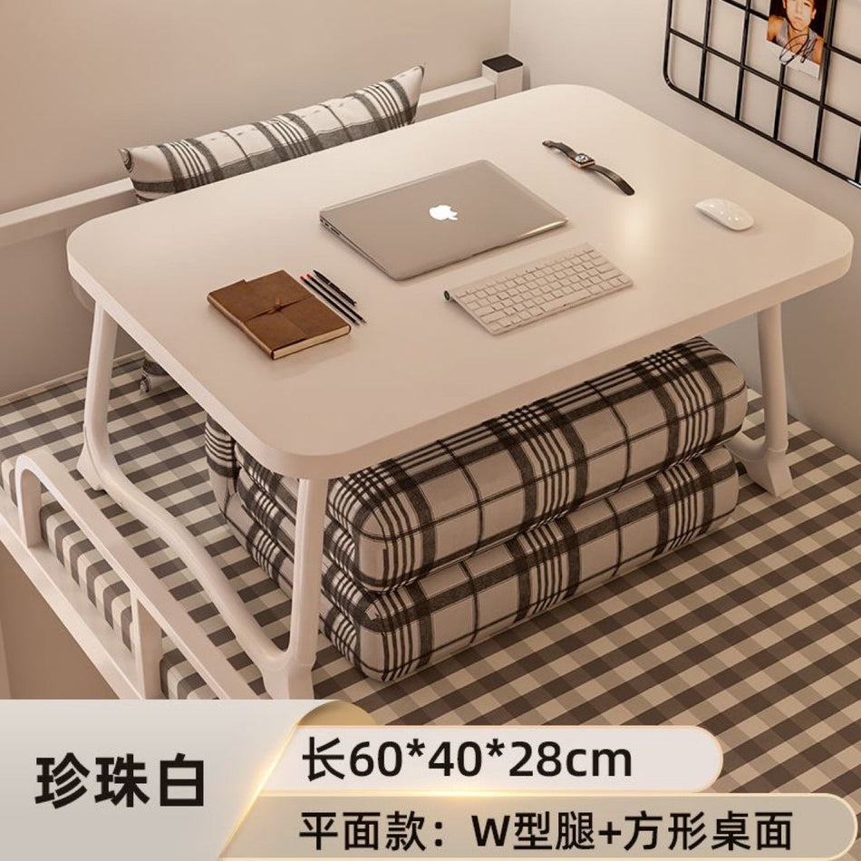 Folding Laptop Bed Desk Student Study Table with Storage Slots