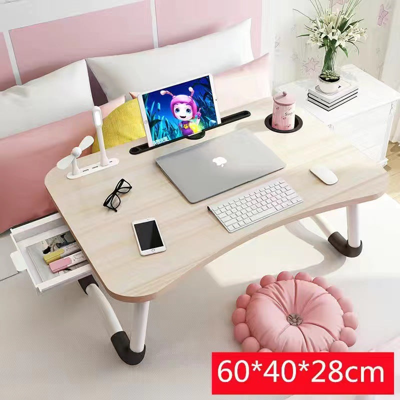 Folding Bed Laptop Table Minimalist Dorm Study Desk with Storage