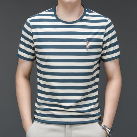 Men's blue long sleeve T-shirt - loose fit round neck casual top