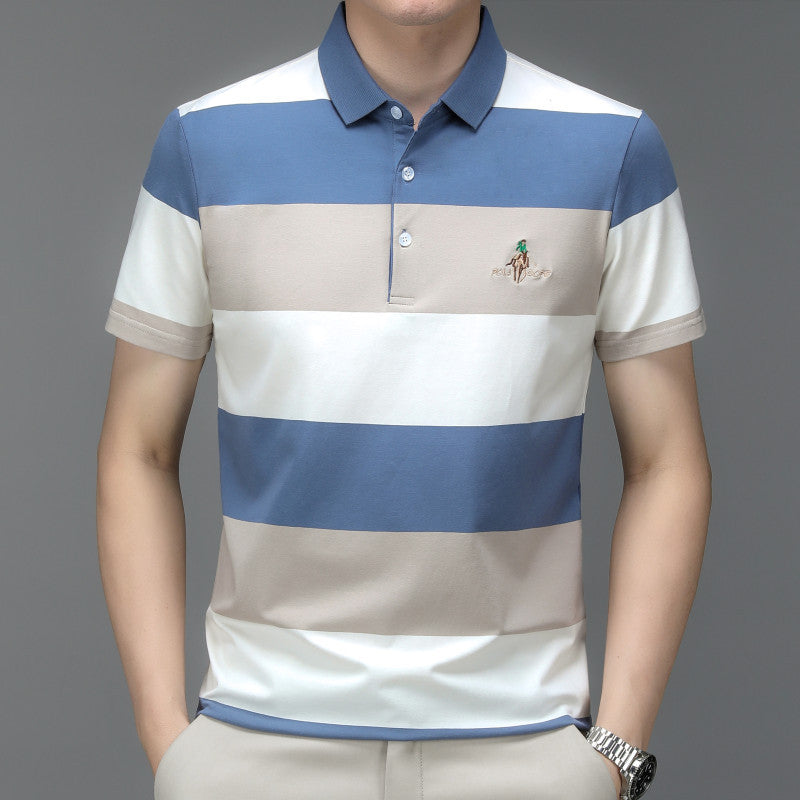 Men's blue long sleeve T-shirt - loose fit round neck casual top