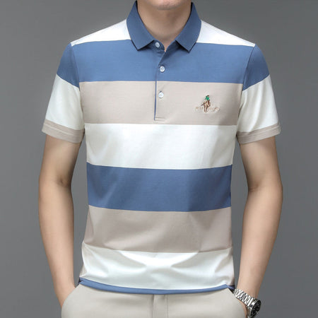 Men's blue long sleeve T-shirt - loose fit round neck casual top