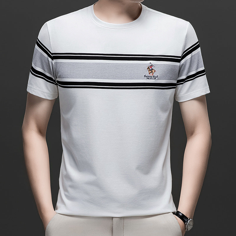 Men's white long sleeve T-shirt - loose fit round neck casual top
