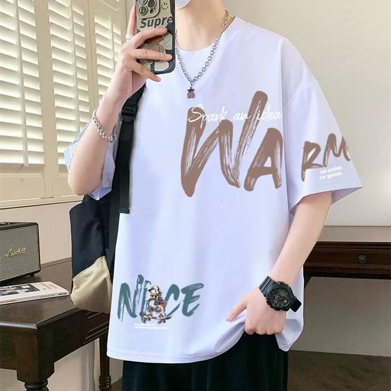 Men's black long sleeve T-shirt - loose fit round neck casual top