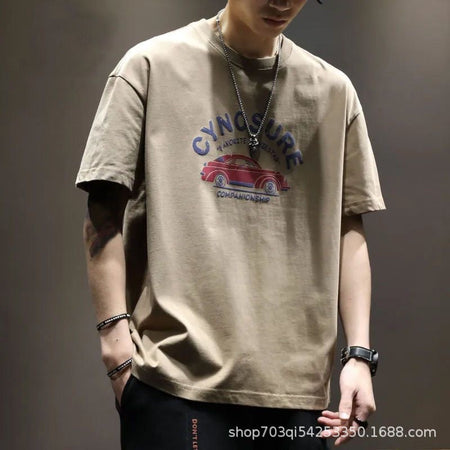 Men's black long sleeve T-shirt - loose fit round neck casual top