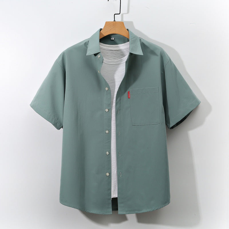 Men's Japanese Style Simple Solid Color Cotton Shirt