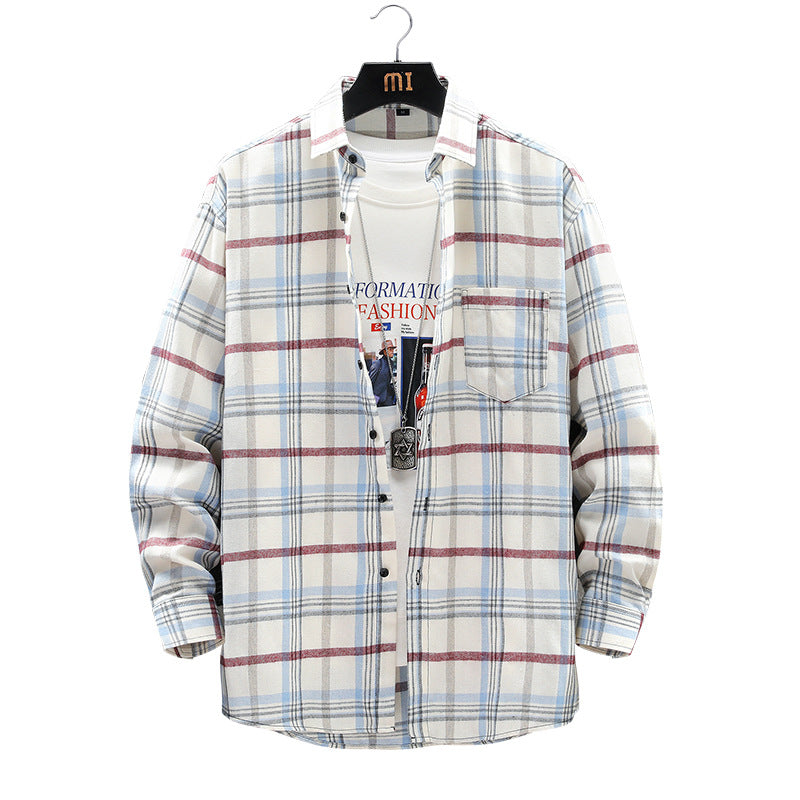 White Check men's casual shirt - button-up design with relaxed comfortable fit