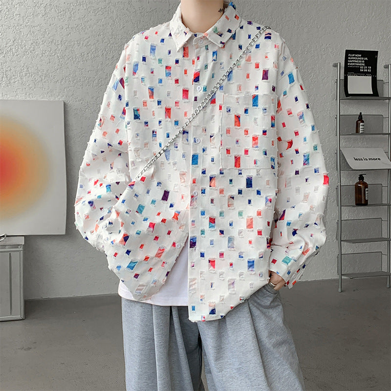 Men's "Ragged" Edge Oversized Casual Shirt – 2024 Spring