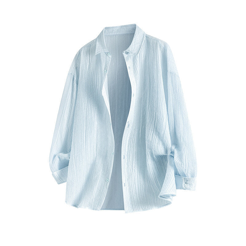 White men's casual shirt - button-up design with relaxed comfortable fit