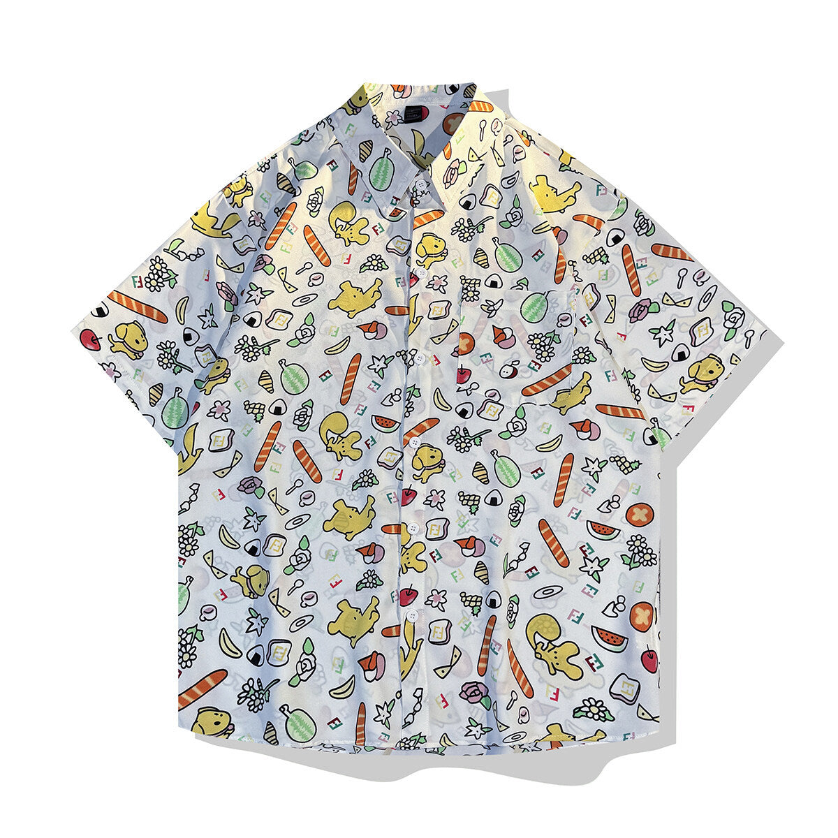 White men's casual shirt - button-up design with relaxed comfortable fit