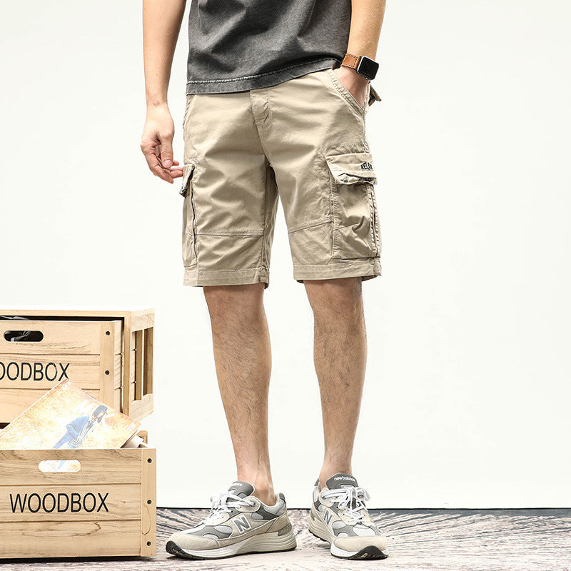 Japanese-Style Men's Utility Cargo Shorts with Multi-Pockets