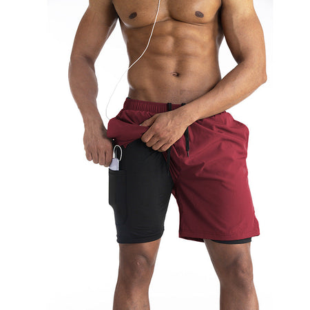 Red men's shorts - casual shorts with elastic waistband for active and leisure wear