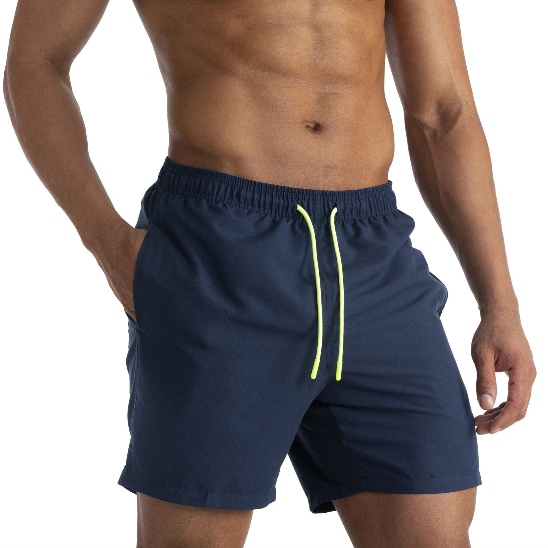 Yellow men's shorts - casual shorts with elastic waistband for active and leisure wear