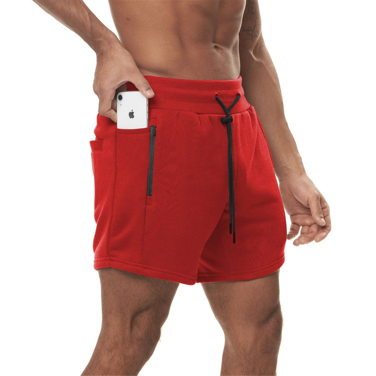Red men's shorts - casual shorts with elastic waistband for active and leisure wear