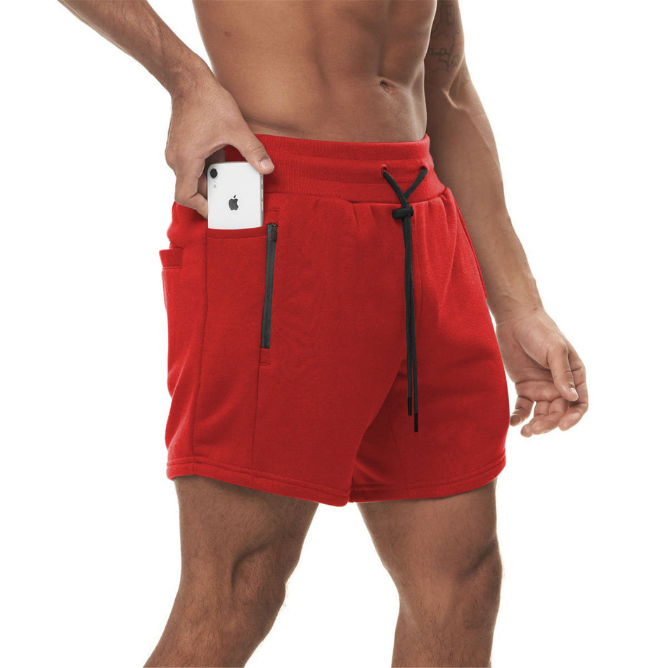 Red men's shorts - casual shorts with elastic waistband for active and leisure wear