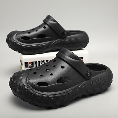 Black casual sandals for men - open-toe footwear with comfortable cushioned footbed