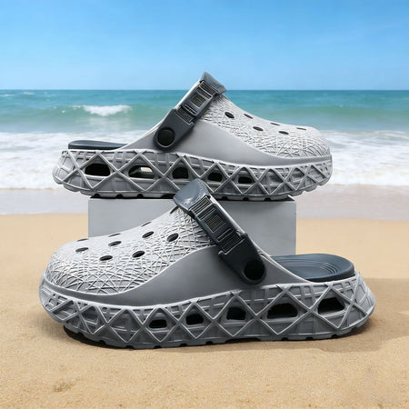 Gray Blue casual sandals for men - open-toe footwear with comfortable cushioned footbed