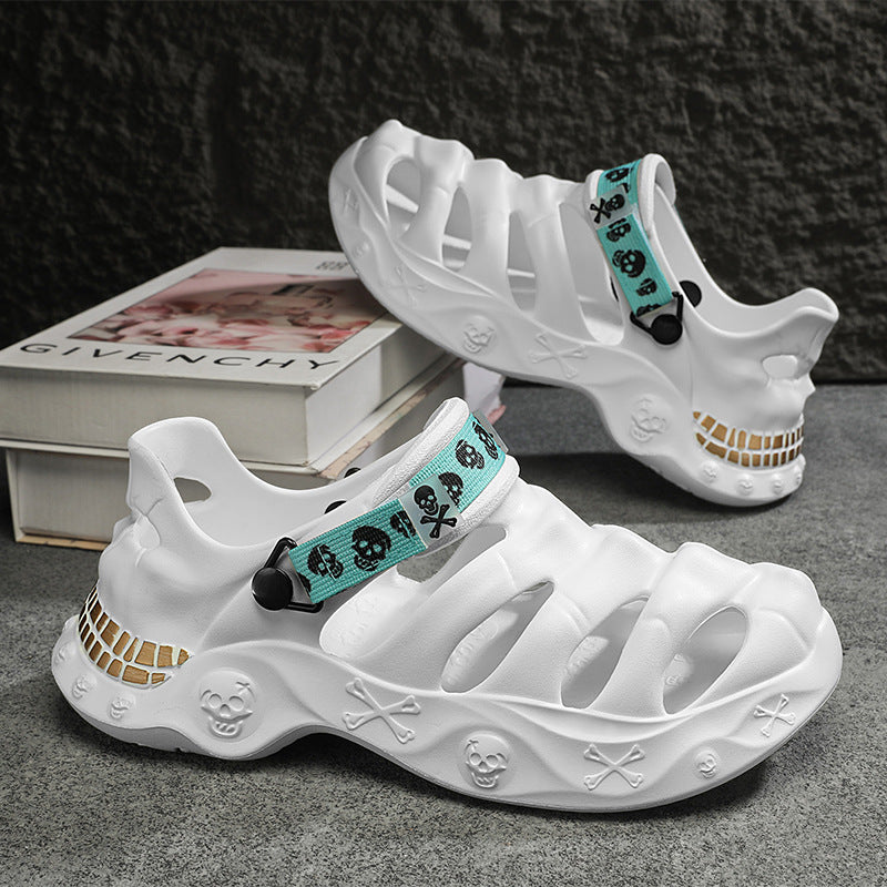 White casual sandals for men - open-toe footwear with comfortable cushioned footbed