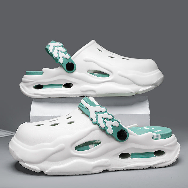 White casual sandals for men - open-toe footwear with comfortable cushioned footbed