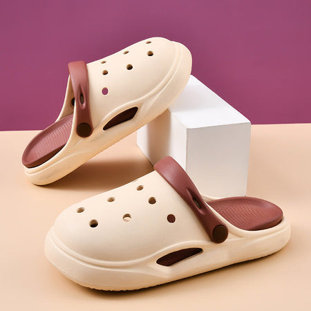 Rice Brown casual sandals for men - open-toe footwear with comfortable cushioned footbed