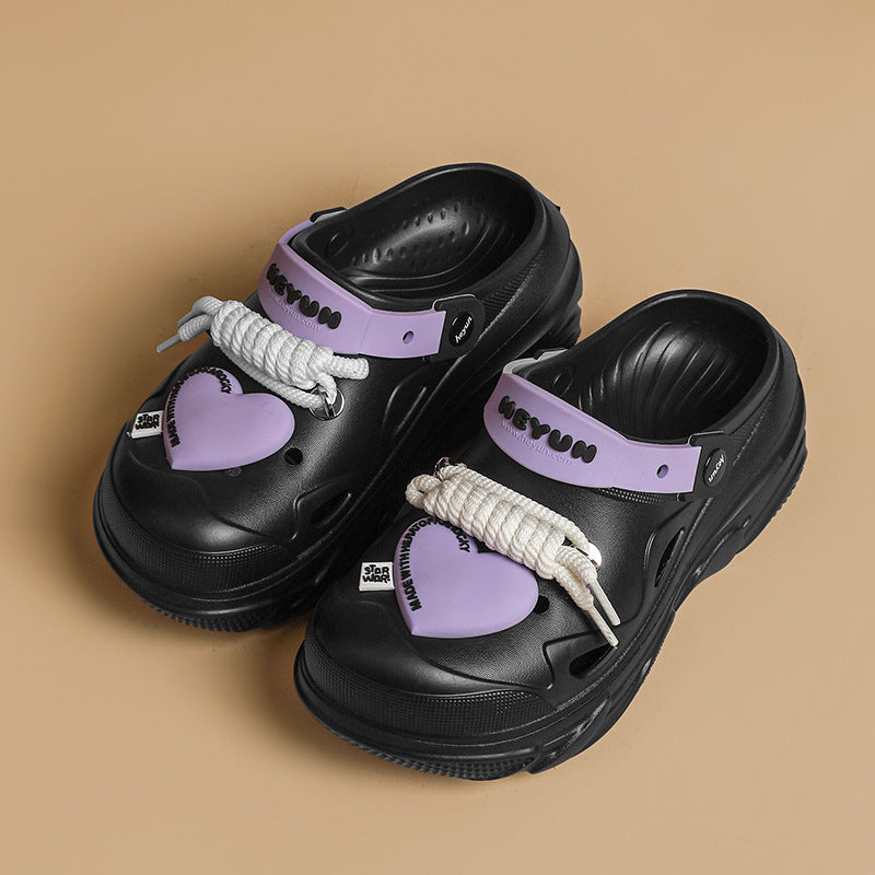 Women’s Strap-Detail Height-Increasing Thick-Sole Clogs