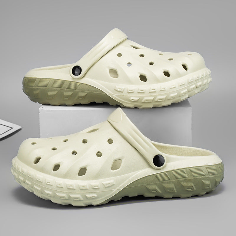 Beige casual sandals for men - open-toe footwear with comfortable cushioned footbed