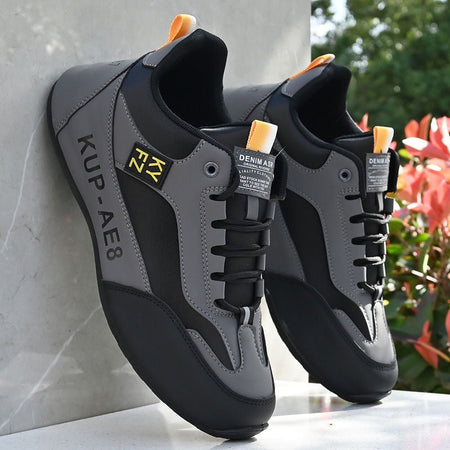 S—13 Leather Gray men's athletic shoes - training sports shoes with supportive breathable design