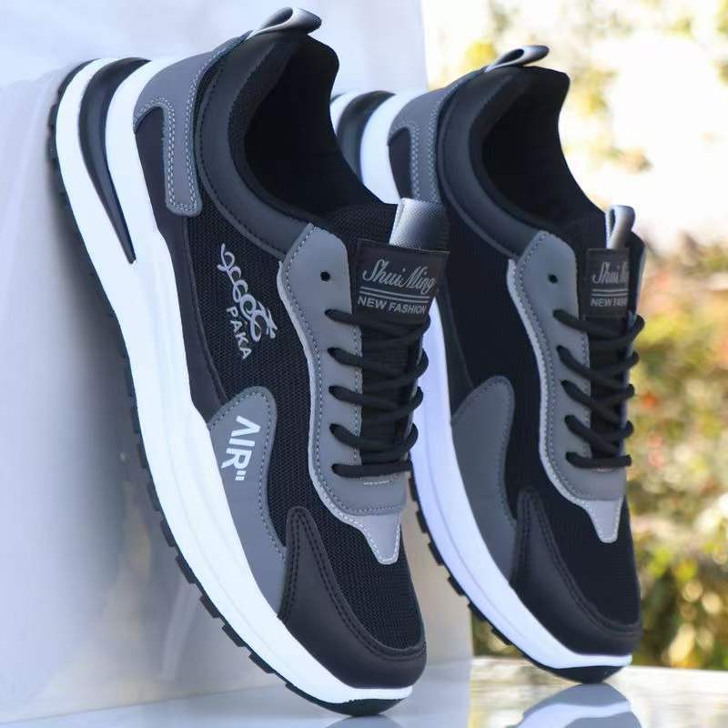 Men’s Breathable White Mesh Running Shoes for Spring