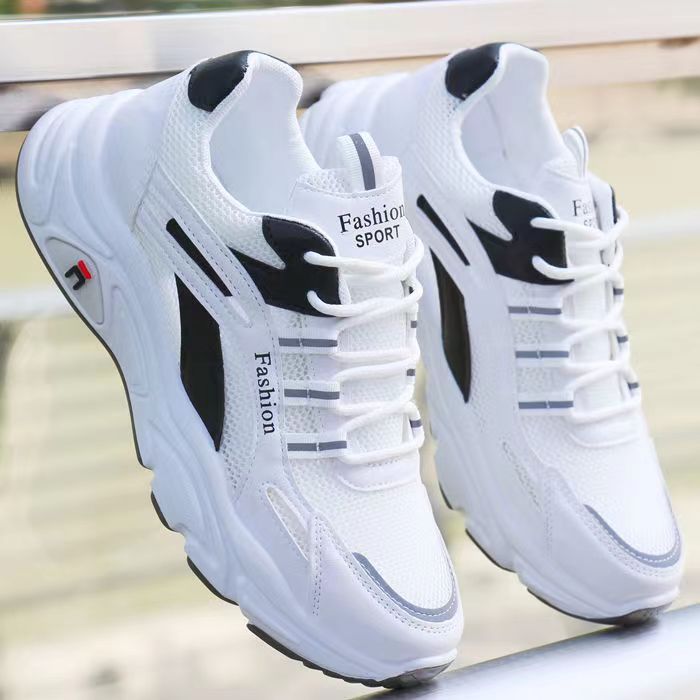 Men’s Breathable Hollow Mesh Height-Increasing Sports Shoes