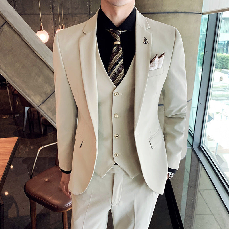 Men’s Three-Piece Slim Business Wedding Banquet Suit