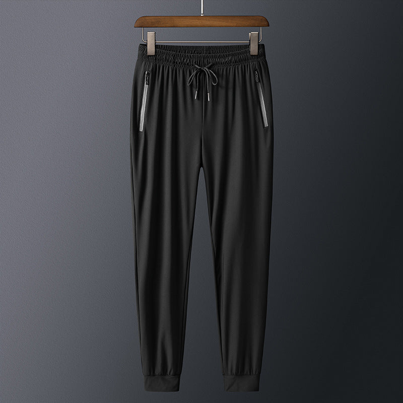 Men’s Straight-Leg Quick-Dry Nylon Ice Silk Sports Pants