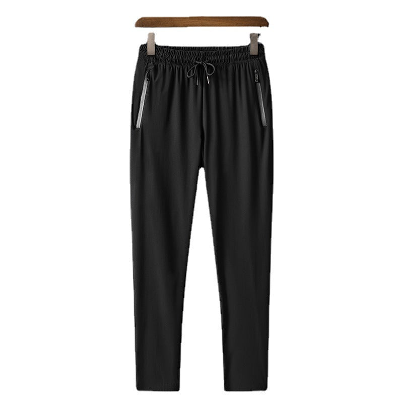 Black Straight Leg men's trousers - slim fit casual pants with comfortable stretch fabric