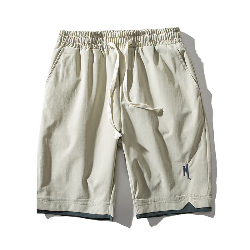 Men's Japanese-Style Embroidered Fake Two-Piece Summer Shorts
