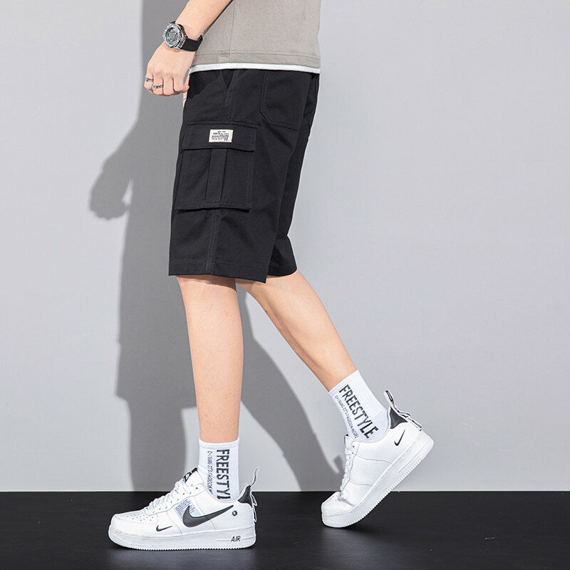 Khaki men's shorts - casual shorts with elastic waistband for active and leisure wear