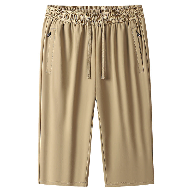 Men’s Premium Straight-Leg Ice Silk Quick-Dry Cropped Pants