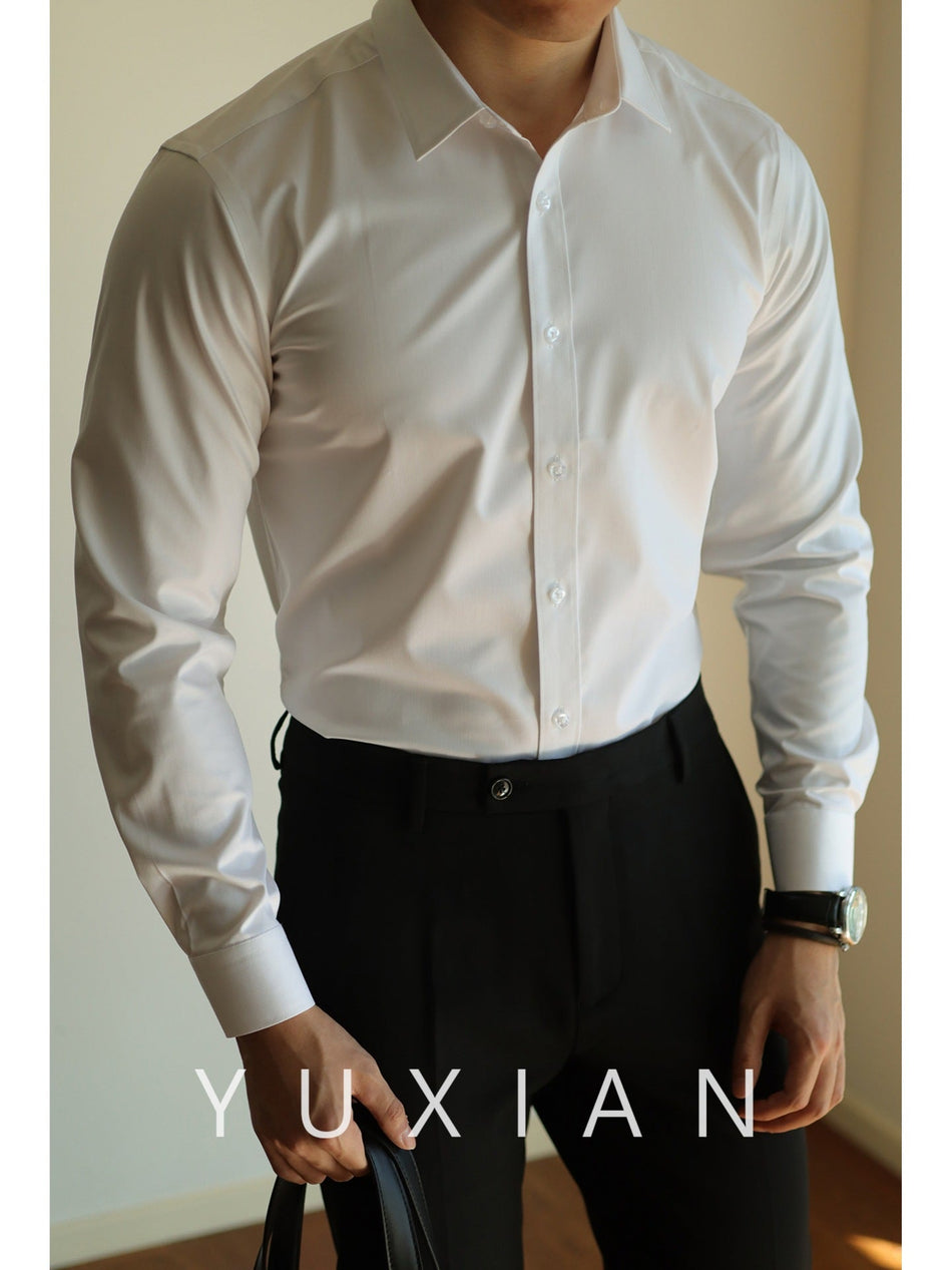Men's Luxury Long Sleeve Solid Color Business Commuter Shirt