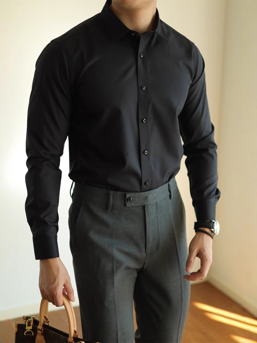 Men's Luxury Long Sleeve Solid Color Business Commuter Shirt