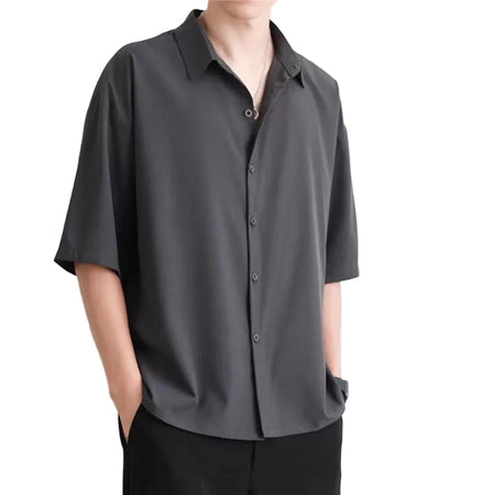 Men's Japanese-Style Ice Silk Breathable Short-Sleeve Shirt