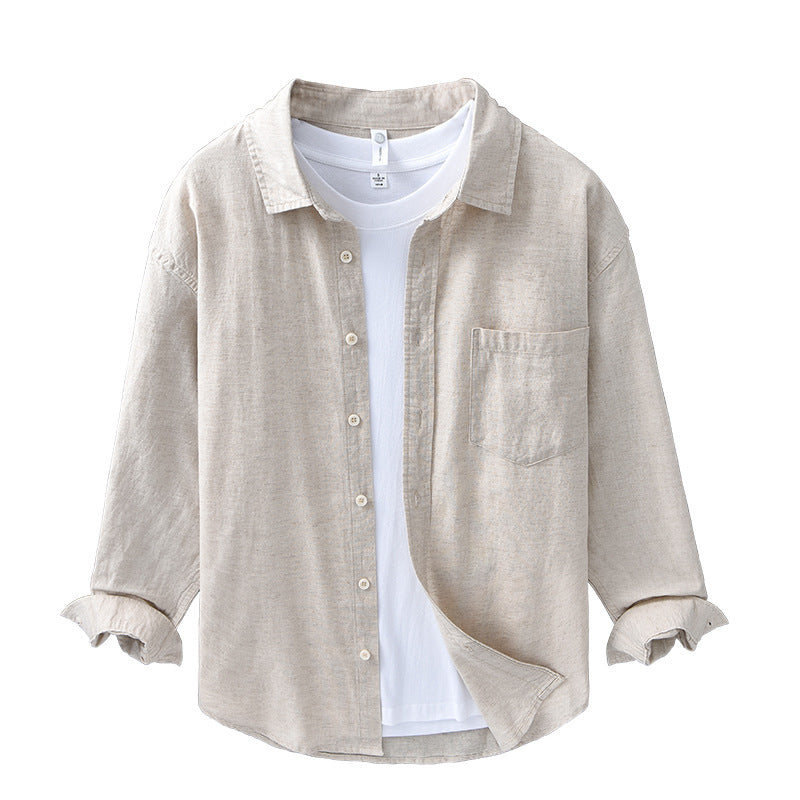 Men's Premium Cotton Linen Business Casual Long-Sleeved Shirt