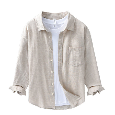 Men's Premium Cotton Linen Business Casual Long-Sleeved Shirt