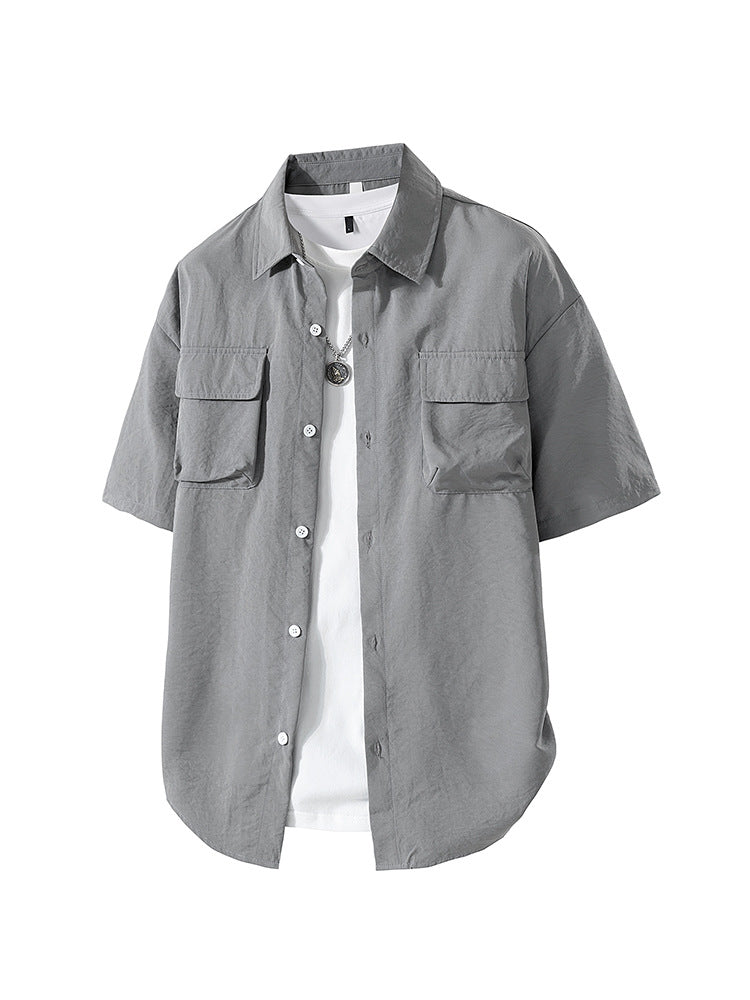 Men's Premium Summer Loose Five-Quarter Sleeve Workwear Shirt