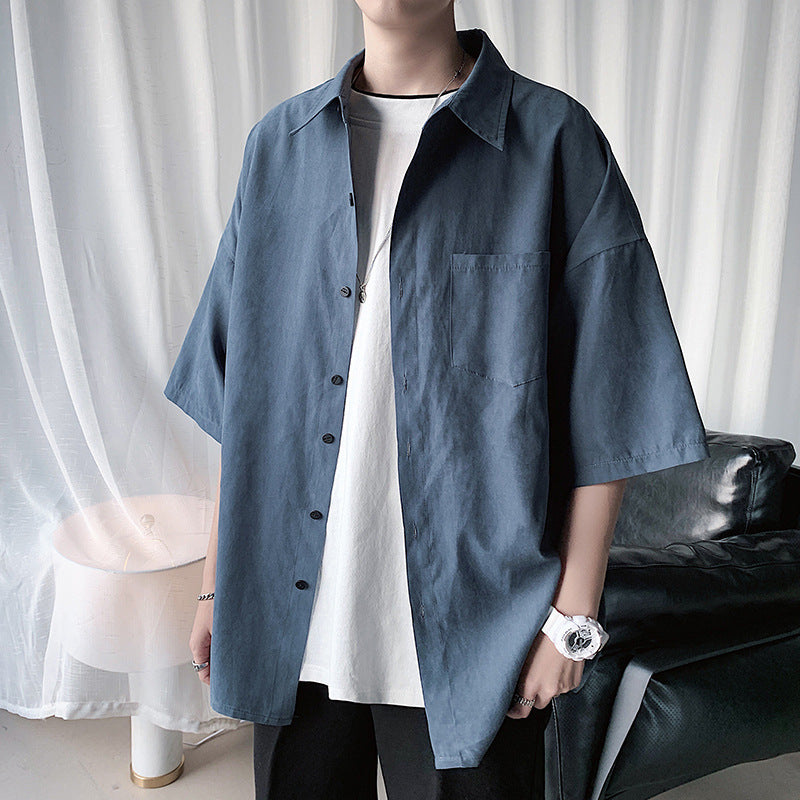 Men's Premium Summer Solid Color Relaxed Short-Sleeved Shirt