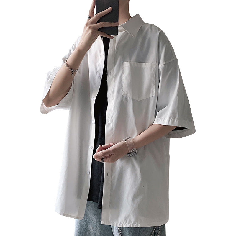Men's Premium Summer Solid Color Relaxed Short-Sleeved Shirt