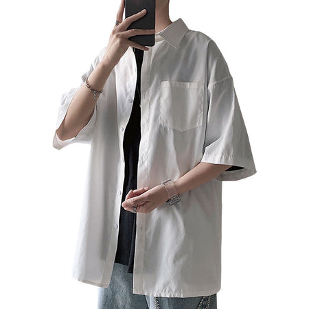 Men's Premium Summer Solid Color Relaxed Short-Sleeved Shirt