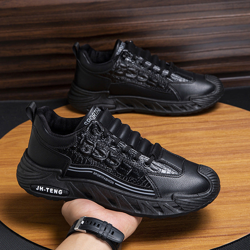 Men’s Crocodile Texture Dad Shoes | Breathable Large Size