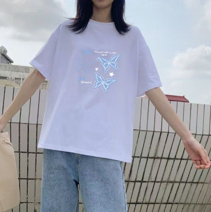Han bear white signature round neck half-sleeve tee in premium cotton