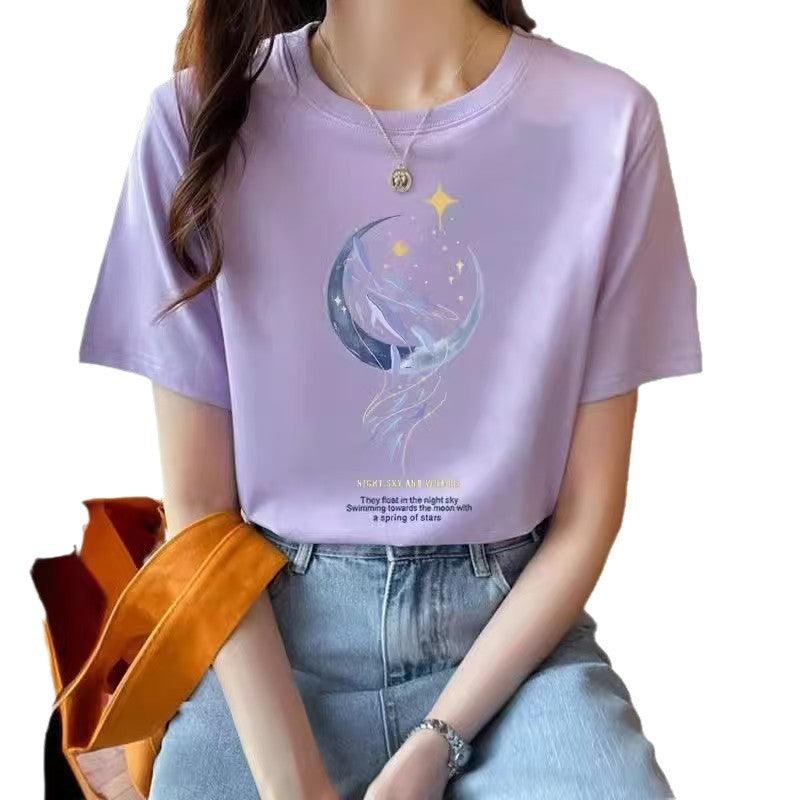 Premium Pure Cotton Half-Sleeve Tee with Artful Print