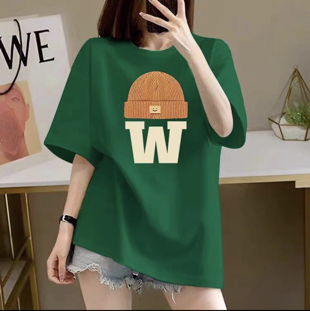 Pure cotton drop shoulder tee in relaxed half-sleeve fit